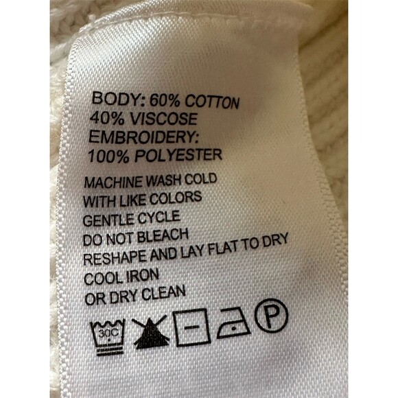 Tommy Bahama Sweater Womens S/P Ivory Crewneck Pullover Palm Embroidered - Picture 6 of 7